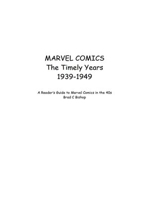 cover image of Marvel Comics the Timely Years 1939-1949